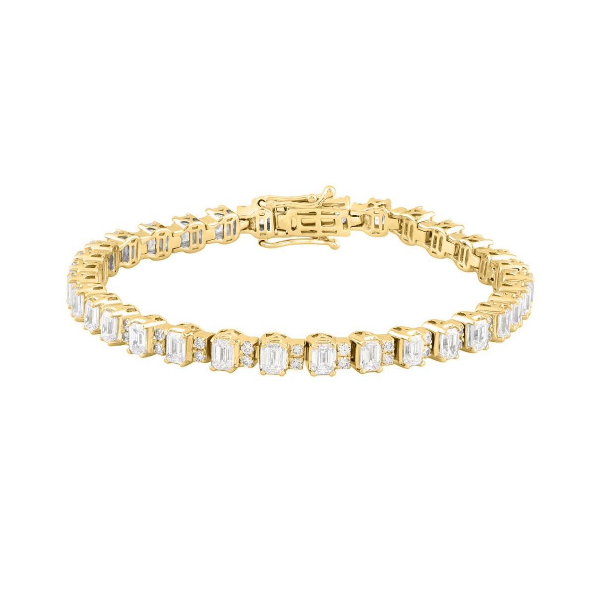 LADIES BRACELET 7CT ROUND/EMERALD DIAMOND 14K YELLOW GOLD - Image 1