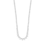 LADIES NECKLACE 7CT ROUND DIAMOND 14K WHITE GOLD