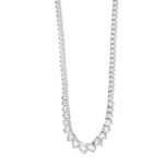 LADIES NECKLACE 7CT ROUND DIAMOND 14K WHITE GOLD - Image 2