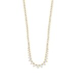 LADIES NECKLACE 7CT ROUND DIAMOND 14K YELLOW GOLD