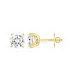 LADIES SOLITAIRE EARRINGS  4CT ROUND DIAMOND 14K YELLOW GOLD (CENTER STONE  ROUND DIAMOND 2.00CT) - Image 2