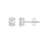 LADIES SOLITAIRE EARRINGS 1 1/2CT OVAL DIAMOND 14K WHITE GOLD - Image 2