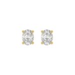 LADIES SOLITAIRE EARRINGS 1 1/2CT OVAL DIAMOND 14K YELLOW GOLD
