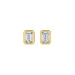LADIES SOLITAIRE EARRINGS 1CT EMERALD DIAMOND 14K YELLOW GOLD