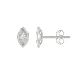 LADIES SOLITAIRE EARRINGS 1CT MARQUISE DIAMOND 14K WHITE GOLD - Image 2