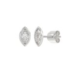 LADIES SOLITAIRE EARRINGS 1CT MARQUISE DIAMOND 14K WHITE GOLD - Image 3