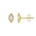 LADIES SOLITAIRE EARRINGS 1CT MARQUISE DIAMOND 14K YELLOW GOLD - Image 2