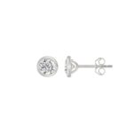 LADIES SOLITAIRE EARRINGS 1CT ROUND DIAMOND 14K WHITE GOLD - Image 2