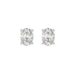 LADIES SOLITAIRE EARRINGS 2 1/2CT OVAL DIAMOND 14K WHITE GOLD