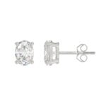 LADIES SOLITAIRE EARRINGS 2 1/2CT OVAL DIAMOND 14K WHITE GOLD - Image 3