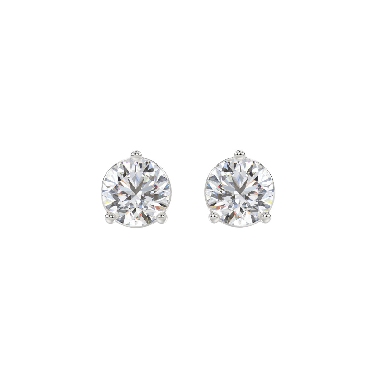 LADIES SOLITAIRE EARRINGS 2 1/2CT ROUND DIAMOND 14K WHITE GOLD - Image 1