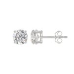 LADIES SOLITAIRE EARRINGS 2 1/2CT ROUND DIAMOND 14K WHITE GOLD - Image 2