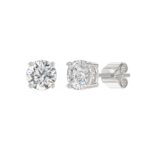 LADIES SOLITAIRE EARRINGS 2 1/2CT ROUND DIAMOND 14K WHITE GOLD - Image 3