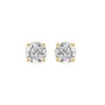 LADIES SOLITAIRE EARRINGS 2 1/2CT ROUND DIAMOND 14K YELLOW GOLD