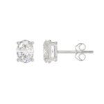 LADIES SOLITAIRE EARRINGS 2CT OVAL DIAMOND 14K WHITE GOLD - Image 2