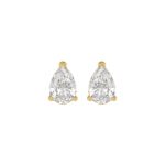 LADIES SOLITAIRE EARRINGS 2CT PEAR DIAMOND 14K YELLOW GOLD