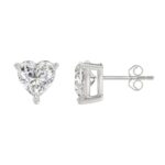 LADIES SOLITAIRE EARRINGS 3CT HEART DIAMOND 14K WHITE GOLD - Image 2