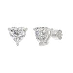 LADIES SOLITAIRE EARRINGS 3CT HEART DIAMOND 14K WHITE GOLD - Image 3