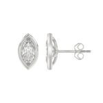 LADIES SOLITAIRE EARRINGS 3CT MARQUISE DIAMOND 14K WHITE GOLD - Image 2