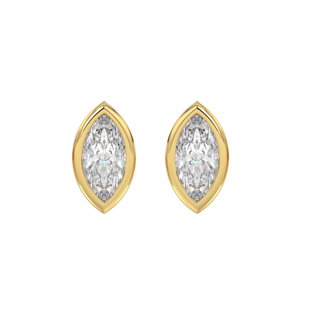 LADIES SOLITAIRE EARRINGS 3CT MARQUISE DIAMOND 14K YELLOW GOLD - Image 1