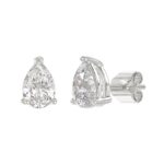 LADIES SOLITAIRE EARRINGS 3CT PEAR DIAMOND 14K WHITE GOLD - Image 3