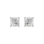 LADIES SOLITAIRE EARRINGS 3CT PRINCESS DIAMOND 14K WHITE GOLD