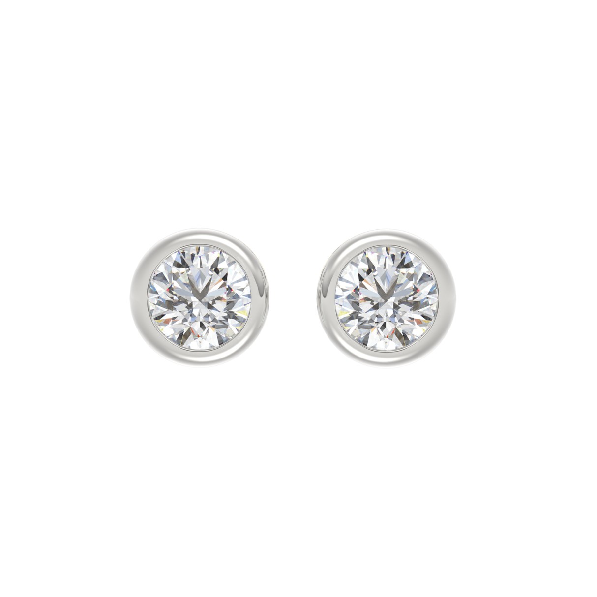 LADIES SOLITAIRE EARRINGS 3CT ROUND DIAMOND 14K WHITE GOLD - Image 1