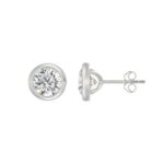 LADIES SOLITAIRE EARRINGS 3CT ROUND DIAMOND 14K WHITE GOLD - Image 2