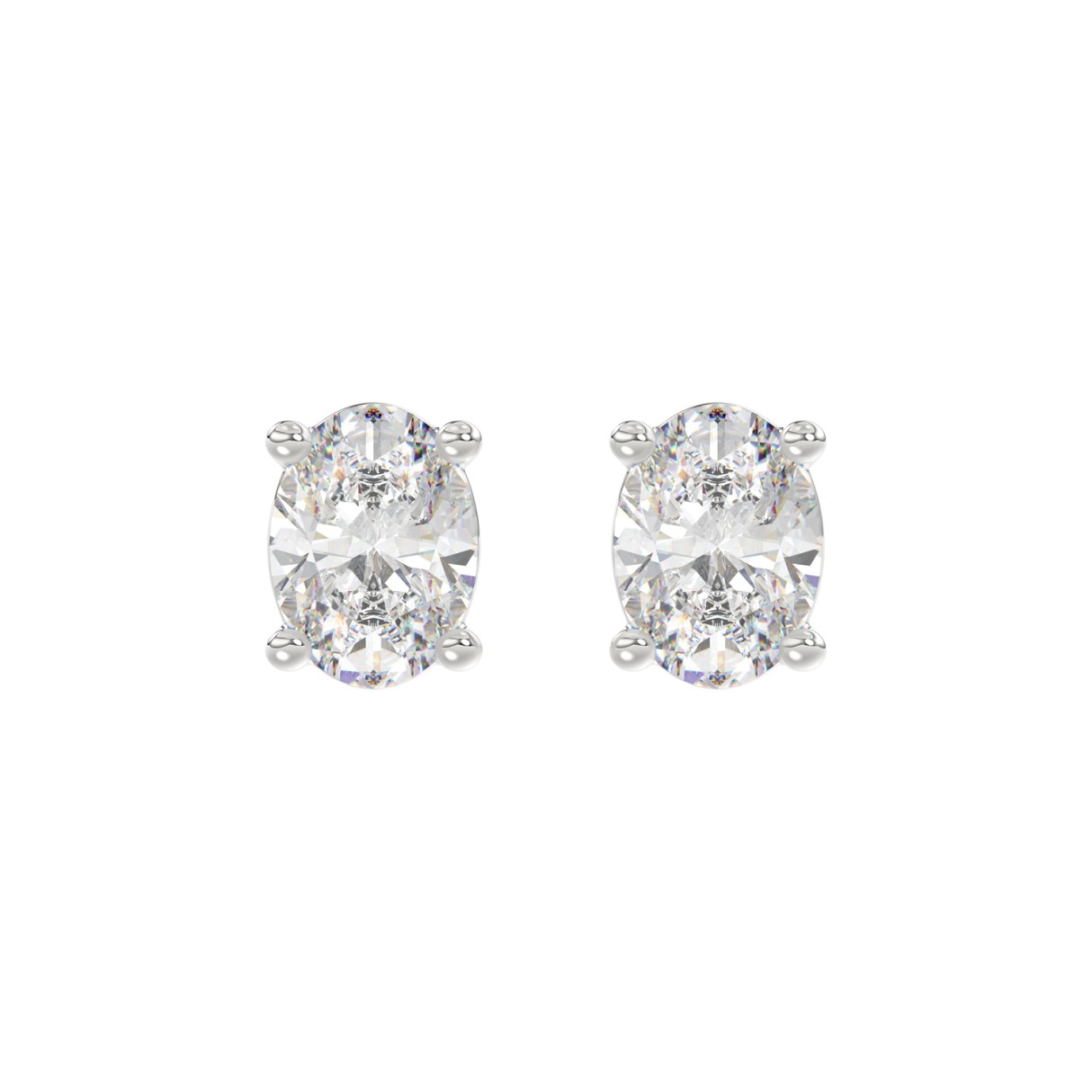 LADIES SOLITAIRE EARRINGS 4.00CT OVAL DIAMOND 14K WHITE GOLD (CENTER STONE OVAL DIAMOND 2.00CT) - Image 1