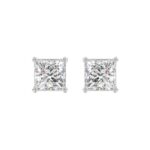 LADIES SOLITAIRE EARRINGS 4CT PRINCESS DIAMOND 14K WHITE GOLD