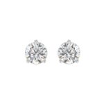 LADIES SOLITAIRE EARRINGS 4CT ROUND DIAMOND 14K WHITE GOLD (CENTER STONE ROUND DIAMOND 2CT )