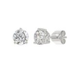 LADIES SOLITAIRE EARRINGS 4CT ROUND DIAMOND 14K WHITE GOLD (CENTER STONE ROUND DIAMOND 2CT ) - Image 3