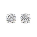 LADIES SOLITAIRE EARRINGS 6CT ROUND DIAMOND 14K WHITE GOLD