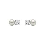 10K White Gold 1/4Ct Round Diamond & Pearl Fashion Ladies Earrings  Classic Fine Jewelry For Her (Color F-G Clarity Vs1/Vs2)