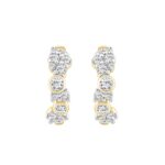 10K Yellow Gold 3/4CT Round Diamond Hoop Earrings for Women (Color F-G -Clarity VS1/VS2)