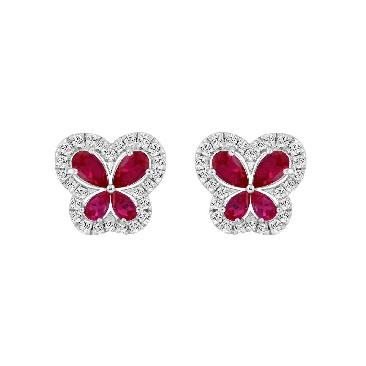 14K WHITE GOLD 1 1/2CT ROUND/PEAR DIAMOND LADIES EARRINGS (RUBY PEAR) - Image 1