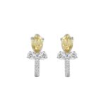 14K WHITE GOLD 1 1/2CT ROUND/PEAR/YELLOW PEAR DIAMOND LADIES EARRING
