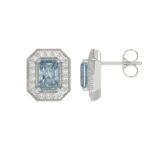 14K WHITE GOLD 1 1/4CT ROUND/BLUE RADIANT DIAMOND LADIES EARRING - Image 3
