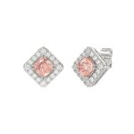 14K WHITE GOLD 1 1/4CT ROUND/CUSHION DIAMOND LADIES EARRING (CENTER STONE PINK CUSHION DIAMOND 1.00CT) - Image 3