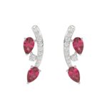 14K WHITE GOLD 1.00CT ROUND/PEAR DIAMOND LADIES EARRINGS (PEAR RUBY DIAMOND 7/8CT)