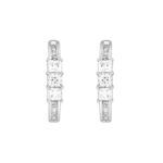 14K WHITE GOLD 1.00CT ROUND/PRINCESS DIAMOND HOOPS EARRING