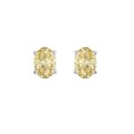 14K WHITE GOLD 1.00CT YELLOW OVAL DIAMOND LADIES EARRINGS
