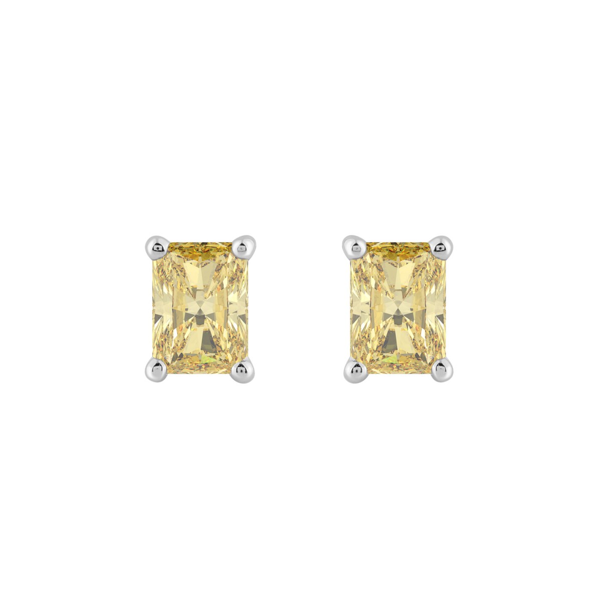 14K WHITE GOLD 1.00CT YELLOW RADIANT DIAMOND LADIES EARRINGS - Image 1
