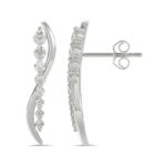 14K WHITE GOLD 1/2CT ROUND DIAMOND LADIES EARRINGS - Image 2