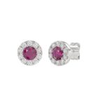 14K WHITE GOLD 1/2CT ROUND/ROUND RUBY DIAMOND LADIES EARRING (ROUND RUBY 1 1/3CT) - Image 3