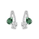 14K WHITE GOLD 2 1/2CT ROUND/OVAL/GREEN EMERALD PEAR DIAMOND LADIES EARRING (GREEN EMERALD PEAR 1.00CT)