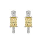 14K WHITE GOLD 2 1/6CT ROUND/YELLOW RADIANT DIAMOND LADIES EARRINGS
