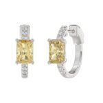 14K WHITE GOLD 2 1/6CT ROUND/YELLOW RADIANT DIAMOND LADIES EARRINGS - Image 2