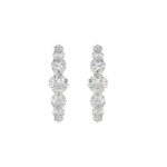 14K WHITE GOLD 2.00CT ROUND DIAMOND LADIES HOOPS EARRINGS