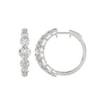 14K WHITE GOLD 2.00CT ROUND DIAMOND LADIES HOOPS EARRINGS - Image 2